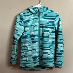 Paradox Kids Aqua and White Patterned Puffer Jacket